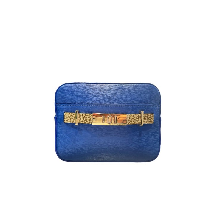 Borbonese Borsa a tracolla OUT OFF OFFICIE SMALL in pelle blu