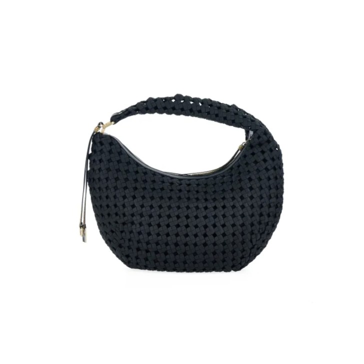 BORBONESE BORSA HOBO A SPALLA NERA/OP NATURAL DA DONNA