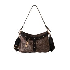 BORBONESE BORSA HOBO MINI A SPALLA CON STAMPA OP NATURAL/BLACK IN NYLON 