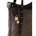 BORBONESE BORSA SHOPPING A SPALLA CON STAMPA OP NATURAL/BLACK IN NYLON DA DONNA