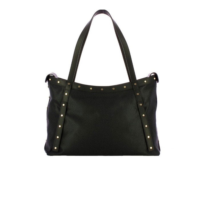 BORBONESE BORSA SHOPPING A SPALLA NERA IN NYLON DA DONNA