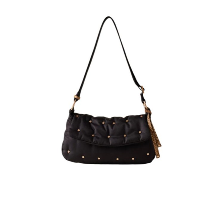 BORBONESE BORSA CROSS OVER A SPALLA NERO/OP NATURAL IN NYLON DA DONNA 