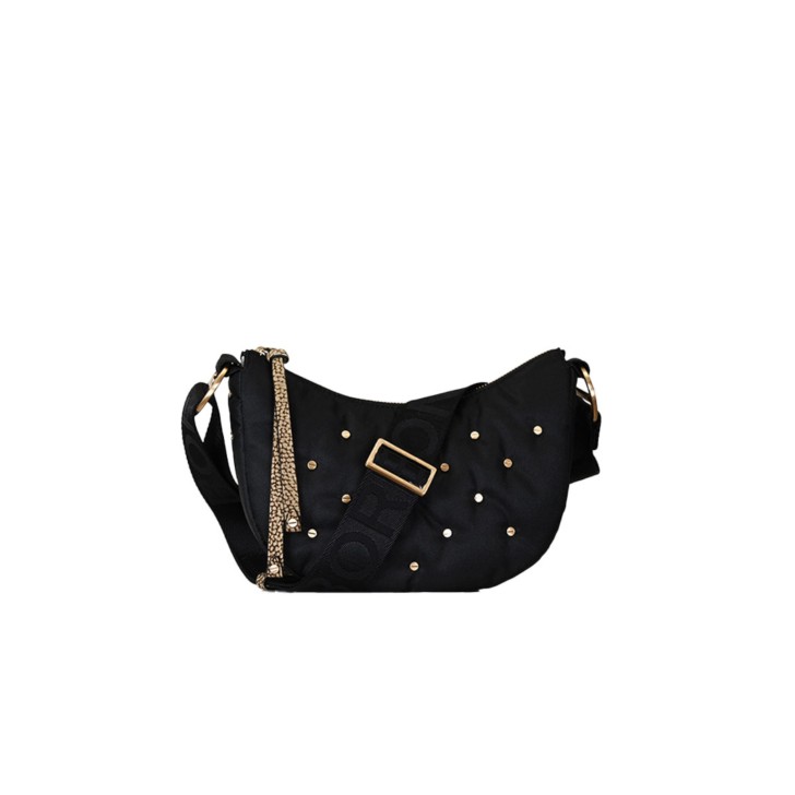 BORBONESE LUNA BAG MINI DA DONNA NERO/OP NATURAL IN NYLON 