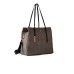 BORBONESE BORSA SHOPPING A SPALLA CON STAMPA OP NATURAL/BLACK IN NYLON 