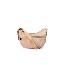 BORBONESE LUNA BAG MINI A TRACOLLA CON STAMPA BEIGE/BROWN IN NYLON DA DONNA 