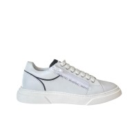 VALENTINO SNEAKER IN LEATHER TOTAL WHITE CON ZIP E LOGO LETTERING