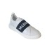 VALENTINO SNEAKER A SLIP ON IN LEATHER TOTAL WHITE CON FASCA ELASTICA BLACK E LOGO LETTERING WHITE