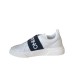 VALENTINO SNEAKER A SLIP ON IN LEATHER TOTAL WHITE CON FASCA ELASTICA BLACK E LOGO LETTERING WHITE