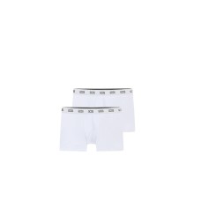 GCDS ESSENTIALS BOXER BRIEFS 2-PACK IN COTONE WHITE CON FASCA ELASTICA IN VITA CON LOGO LETTERING BLACK