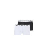 GCDS ESSENTIALS BOXER BRIEFS 2-PACK BLACK E WHITE IN COTONE CON FASCA ELASTICA IN VITA CON LOGO LETTERING