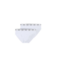 GCDS ESSENTIALS BRIEFS 2-PACK IN COTONE WHITE CON FASCA ELASTICA WHITE CON LOGO LETTERING BLACK	