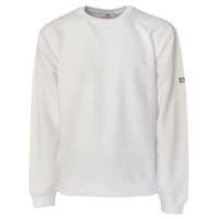 GCDS ESSENTIALS FELPA UNISEX A GIROCOLLO IN COTONE WHITE