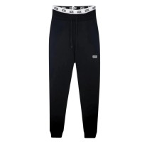 GCDS ESSENTIALS PANTALONE JOGGERS IN COTONE BLACK UNISEX CON ELASTICO WHITE IN VITA CON LOGO LETTERING BLACK