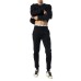 GCDS ESSENTIALS PANTALONE JOGGERS IN COTONE BLACK UNISEX CON ELASTICO WHITE IN VITA CON LOGO LETTERING BLACK