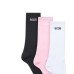 GCDS ESSENTIALS SET SOCKS 3-PACK BLACK WHITE PINK CON LOGO LETTERING 