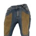 Jeckerson Jeans denim blu cinque tasche con toppe in Alcantara beige