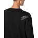 PLEIN SPORT FELPA IN MISTO COTONE A GIROCOLLO BLACK CON LOGO LETTERING RICAMATO WHITE E BARCODE