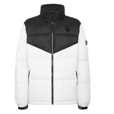 PLEIN SPORT JACKET BOMBER OVERSIZE PUFFERED BICOLOR BLACK WHITE IN NYLON 