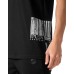 PLEIN SPORT T-SHIRT A MANICA CORTA IN COTONE BLACK A GIROCOLLO CON LOGO LETTERING E BARCODE