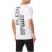 PLEIN SPORT T-SHIRT IN JERSEY DI COTONE WHITE A MANICA CORTA CON MAXI LOGO LETTERING 