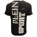 PLEIN SPORT T-SHIRT IN JERSEY DI COTONE BLACK A MANICA CORTA CON MAXI LOGO LETTERING 