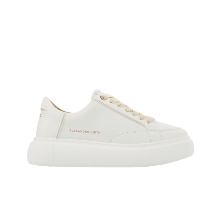 ALEXANDER SMITH ECO-GREENWICH SNEAKER IN LEATHER WHITE E BEIGE DA DONNA