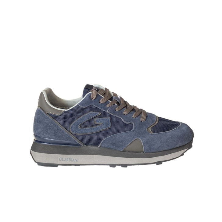 ALBERTO GUARDIANI SNEAKER IN SUEDE E TELA BLUE  DA UOMO