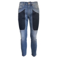 JECKERSON JEANS JAMES 5 TASCHE SKINNY DA UOMO CON TOPPE IN ALCANTARA BLU