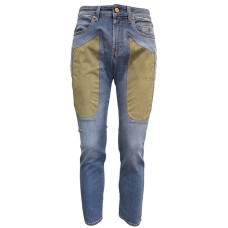 ﻿JECKERSON JEANS JAMES 5 TASCHE SKINNY DA UOMO CON TOPPE IN ALCANTARA VERDE 