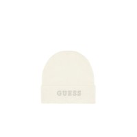 GUESS CAPPELLO WHITE CON LOGO LETTERING RICAMATO SILVER