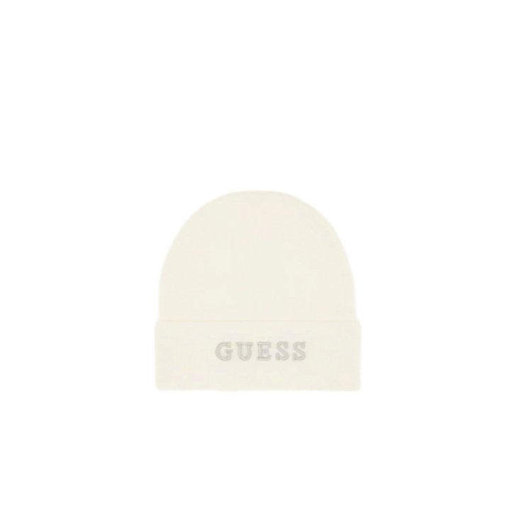 GUESS CAPPELLO WHITE CON LOGO LETTERING RICAMATO SILVER