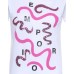 Emporio Armani T-shirt a manica corta Bianca con stampa Fuscia e paillettes con logo lettering EMPORIO