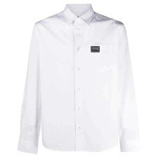 VERSACE JEANS COUTURE CAMICIA REGULAR FIT BASIC SOFTER WHITE IN COTONE A MANICA LUNGA DA UOMO