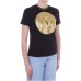 VERSACE JEANS COUTURE T-SHIRT NERA CON STAMPA ORO DA DONNA. 