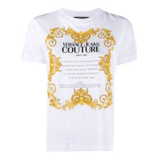 VERSACE JEANS COUTURE T-SHIRT IN COTONE WHITE A MANICA CORTA CON MAXI STAMPA 