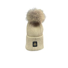 REFRIGIWEAR CAPPELLO BEIGE DA DONNA CON PON PON