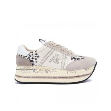 PREMIATA BETH_6497 SNEAKER IN SUEDE E LEATHER ANIMALIER BEIGE 