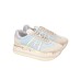 Premiata Sneakers in suede e tessuto beige e azzurra da donna