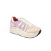 Premiata BETH_6713 Sneakers con tomaia realizzata con una texture traforata in pizzo e suede beige e rosa da donna