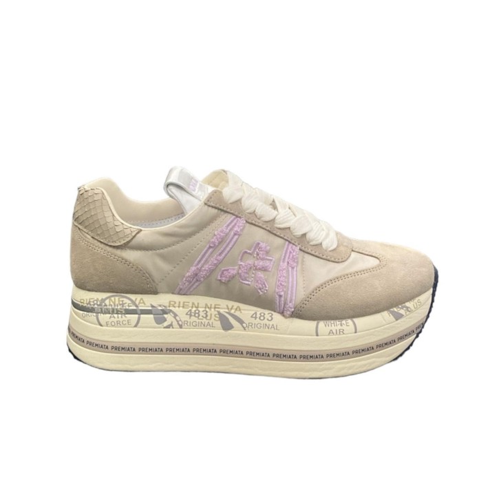 PREMIATA BETH_6954 SNEAKER IN SUEDE E NYLON BEIGE 