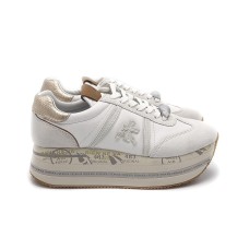 PREMIATA BETH_7037 SNEAKER IN SUEDE E LEATHER WHITE E COGNAC