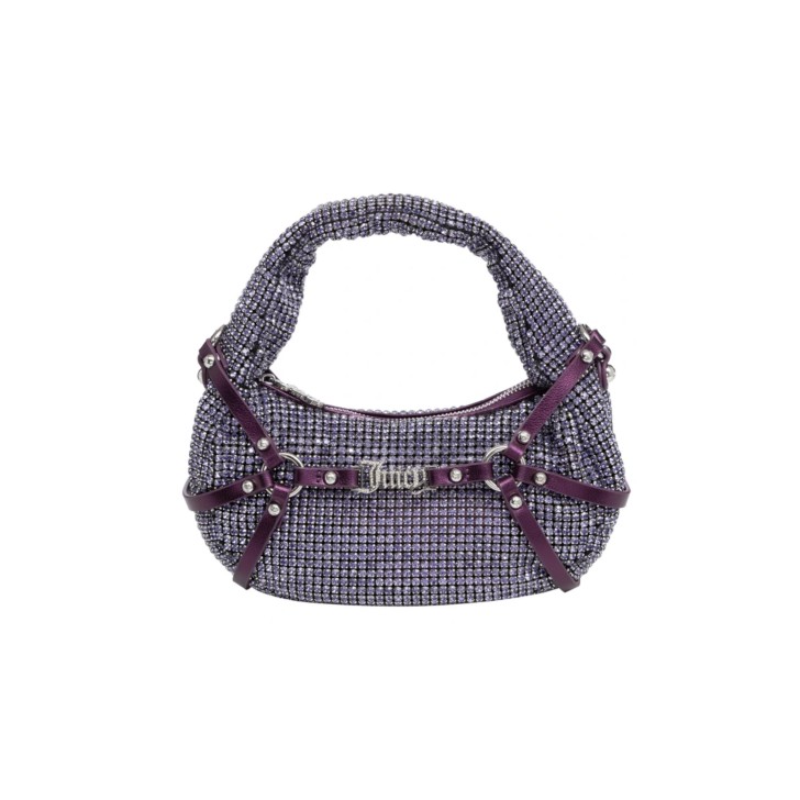 JUICY COUTURE BORSA HOBO A MANO PURPLE CON STRASS ALL OVER CON TRACOLLA REGOLABILE ESTRAIBILE