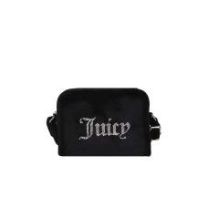 JUICY COUTURE BORSA A TRACOLLA IN CINIGLIA BLACK CON LOGO LETTERING IN STRASS SILVER 