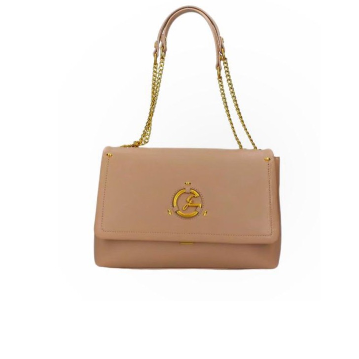 GATTINONI ROMA BORSA A SPALLA DA DONNA BEIGE CON LOGO ORO 