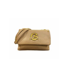 GATTINONI ROMA BORSA A SPALLA DA DONNA BEIGE CON LOGO ORO NELLA PARTE ANTERIORE 