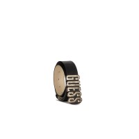 GUESS CINTURA BLACK CON FIBBIA LOGO LETTERING IN METALLO GOLD