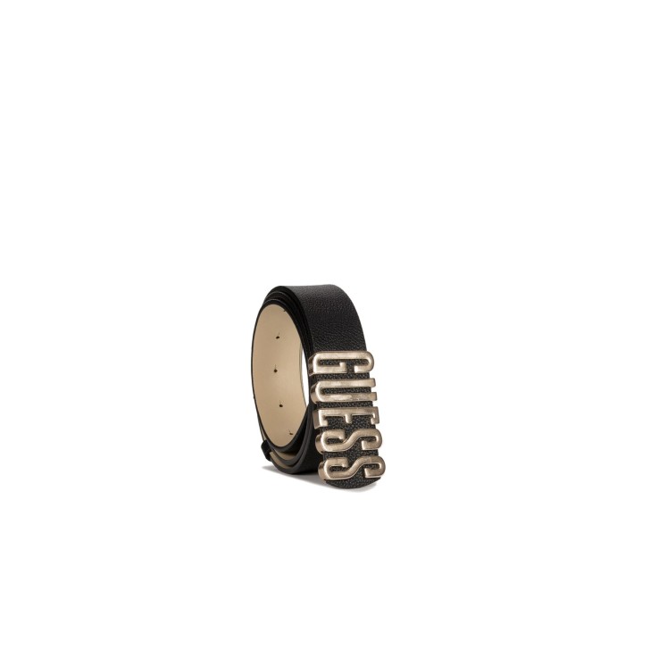 GUESS CINTURA BLACK CON FIBBIA LOGO LETTERING IN METALLO GOLD