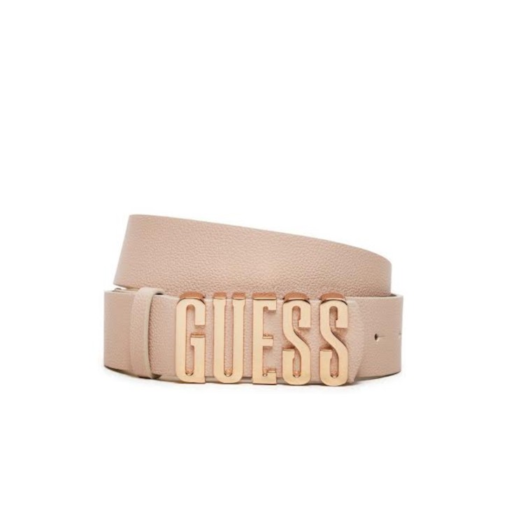 GUESS CINTURA CREAM CON FIBBIA LOGO LETTERING IN METALLO GOLD	