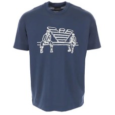 Emporio Armani T-shirt a manica corta Petrolio da Uomo con maxi logo ricamato