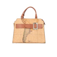 ALVIERO MARTINI 1A CLASSE BORSA A MANO CON STAMPA GEO CLASSIC E MAXI FIBBIA 